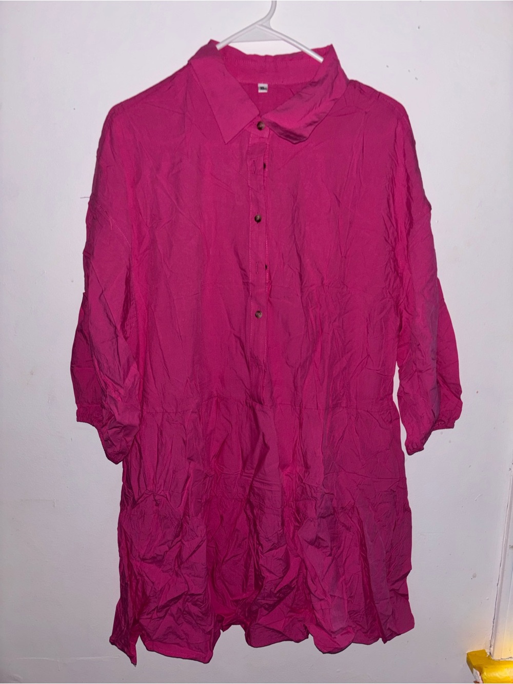 Women's Fuchsia Button-Front Shirt Dress